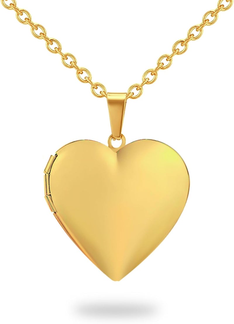 PHOCKSIN Locket Necklace for Women Black/Gold/Silver Locket Necklace Oval/Round/Heart Photo Necklace New Years Gifts for Girls - Image 1
